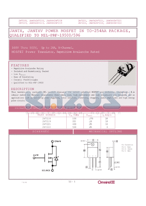 JANTX2N7221 datasheet - Up to 28A N-channel enhancement mode MOSFET power transistor