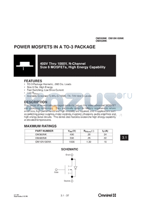 OM460NK datasheet - N-channel size 6 MOSFET, high energy capability