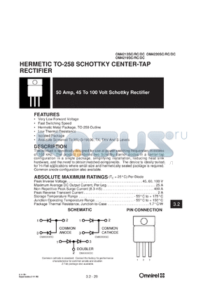 OM4213RC datasheet - 50Amp rating schottky rectifier