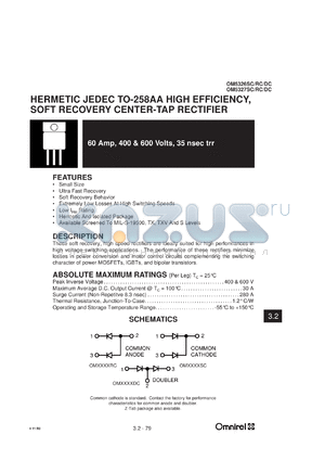 OM5327RC datasheet - 24Amp, high efficiency soft recovery center-tap rectifier