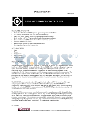 OM9399SP datasheet - DSP-based motor controller