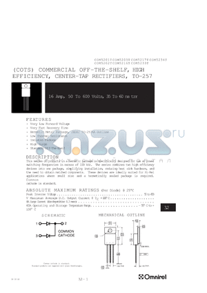 COM5201T datasheet - 50V high efficiency, center-tap rectifier