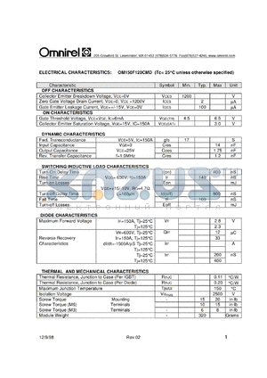 OM150F120CMD datasheet - Module