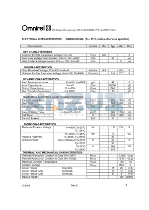 OM400L60CMA datasheet - Module