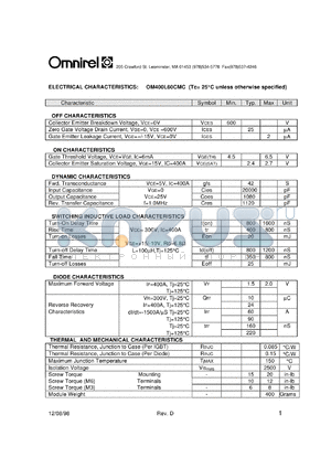 OM400L60CMC datasheet - Module