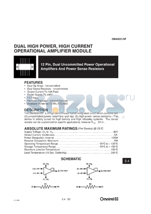 OMA820SF datasheet - 80V dual uncommitted power operation amplifier