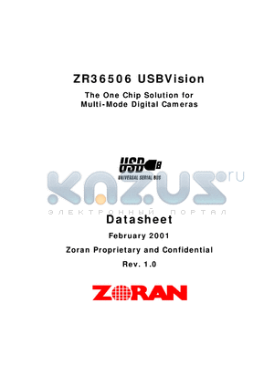 ZR36506 datasheet - The one chip solution for multi-mode digital cameras