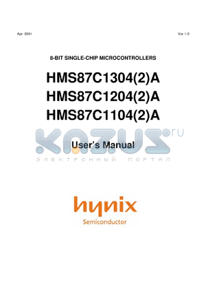 HMS87C1102AD datasheet - ROM/RAM size: 2 K/128 bytes, 2-5.5 V , 4-8 MHz,8-bit single-chip microcontroller