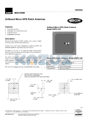 ANPC-129 datasheet - On board micro GPS patch antenna