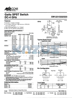 SW-221 datasheet - DC-4 GHz, GaAs SPST switch