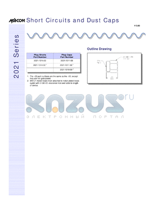 2021-1314-00 datasheet - Short circuits and dust caps