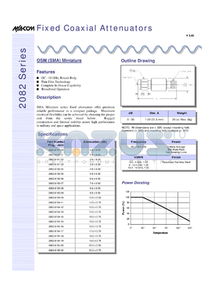 2082-6502-06 datasheet - 10 Watt, DC-18 GHz, Fixed coaxial attenuator