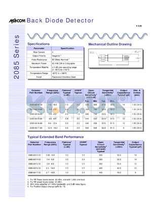 2085-6014-00 datasheet - 2-4 GHz, back diode detector