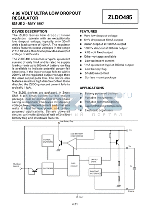 ZLDO485TB datasheet - 4.85 V, ultra low dropout regulator