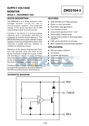 ZM331643N8 datasheet - Supply voltage monitor