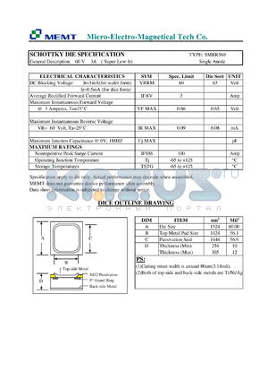 SMBR360 datasheet - 60 V, Schottky die