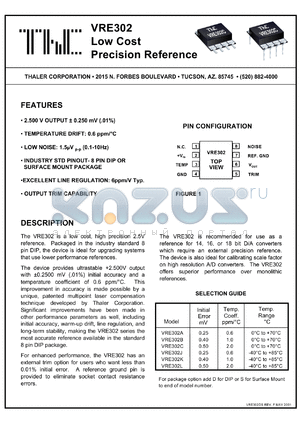 VRE302AD datasheet - Low cost precision reference