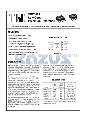 VRE3021CD datasheet - Low cost precision reference