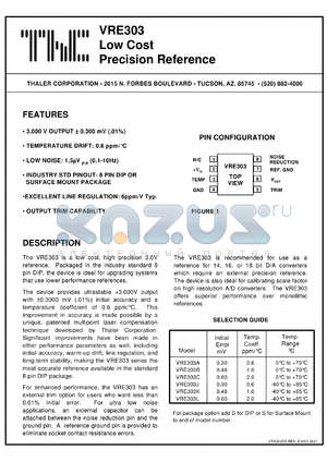 VRE303JS datasheet - Low cost precision reference