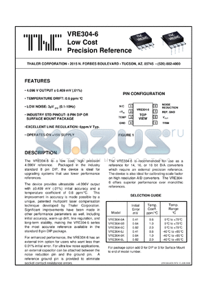 VRE304-6AS datasheet - Low cost precision reference