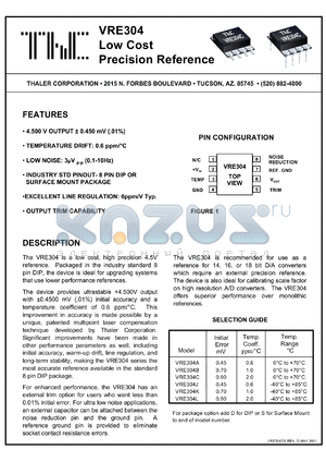 VRE304BS datasheet - Low cost precision reference