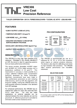 VRE306AD datasheet - Low cost precision reference