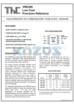 VRE306JD datasheet - Low cost precision reference