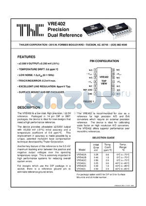 VRE402AD datasheet - Precision dual reference