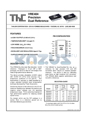 VRE404KS datasheet - Precision dual reference