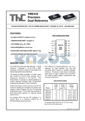 VRE410JS datasheet - Precision dual reference