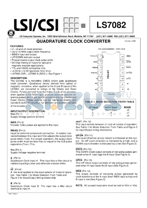 LS7082-S datasheet - Quadrature clock converter