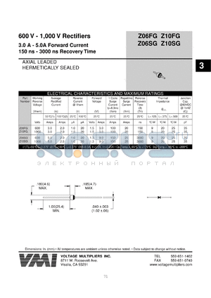 Z06SG datasheet - 600 V rectifier 3-5 A forward current, 3000 ns recovery time