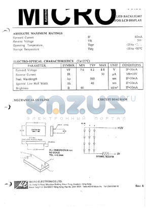 FU02G datasheet - Led backlight for LCD display