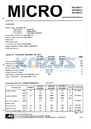 MG1588A datasheet - Led dot matrix display