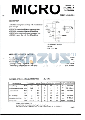 MGB31C datasheet - 5V green led lamp