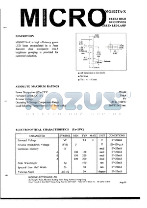 MGB32TA-2 datasheet - 90mW, 5V led lamp
