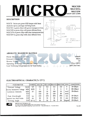 MGC32C datasheet - 100mW, 5V - green led lamp