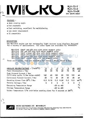 MLV-10-O datasheet - 5V bar graph array