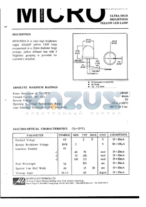 MYB120DA-X datasheet - 5V, 100mW ultra high brightness yellow LED lamp