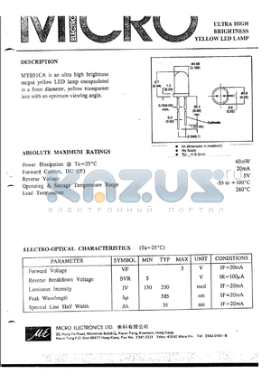 MYB51C datasheet - 5V, 60mW ultra high brightness yellow LED lamp