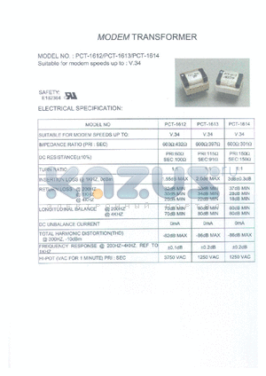 PCT-1611 datasheet - Transformer for modem