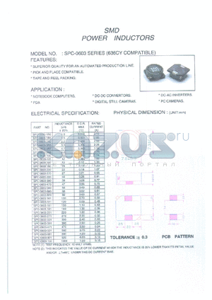 SPC-0603-100 datasheet - SMD power inductor