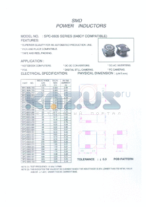 SPC-0605-1R0 datasheet - SMD power inductor