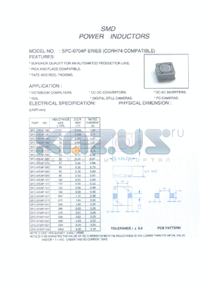 SPC-0704P-270 datasheet - SMD power inductor