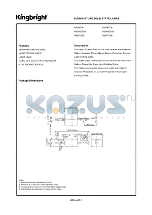 AM24SGD08 datasheet - Subminiature solid state lamp. Super bright green (peak wavelength 565 nm). Lens type green diffused.