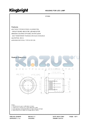 RTF8080 datasheet - Houssing or LED lamp. Besides colored diffused, water clear and transparent.