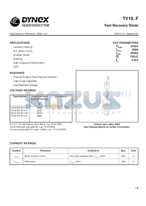 TV1820FM datasheet - 2000V fast recovery diode