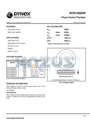 DCR1596SW49 datasheet - 4900V phase control thyristor