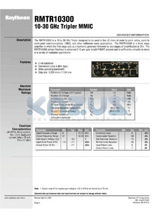 RMTR10300 datasheet - 10-30 GHz tripler MMIC