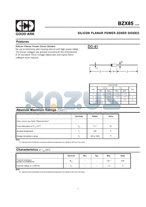 BZX85/C43 datasheet - 43 V, 6 mA, Silicon planar power zener diode